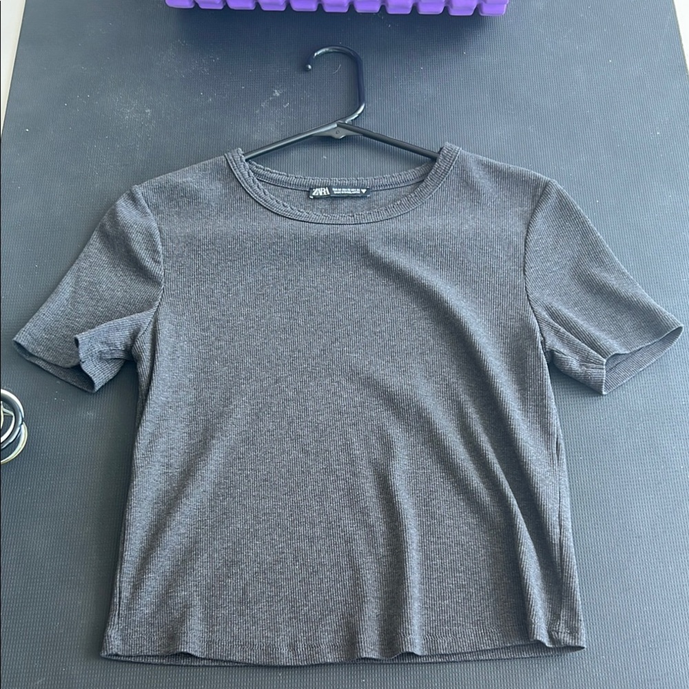 Zara Women's charcoal colored top. Size Medium
